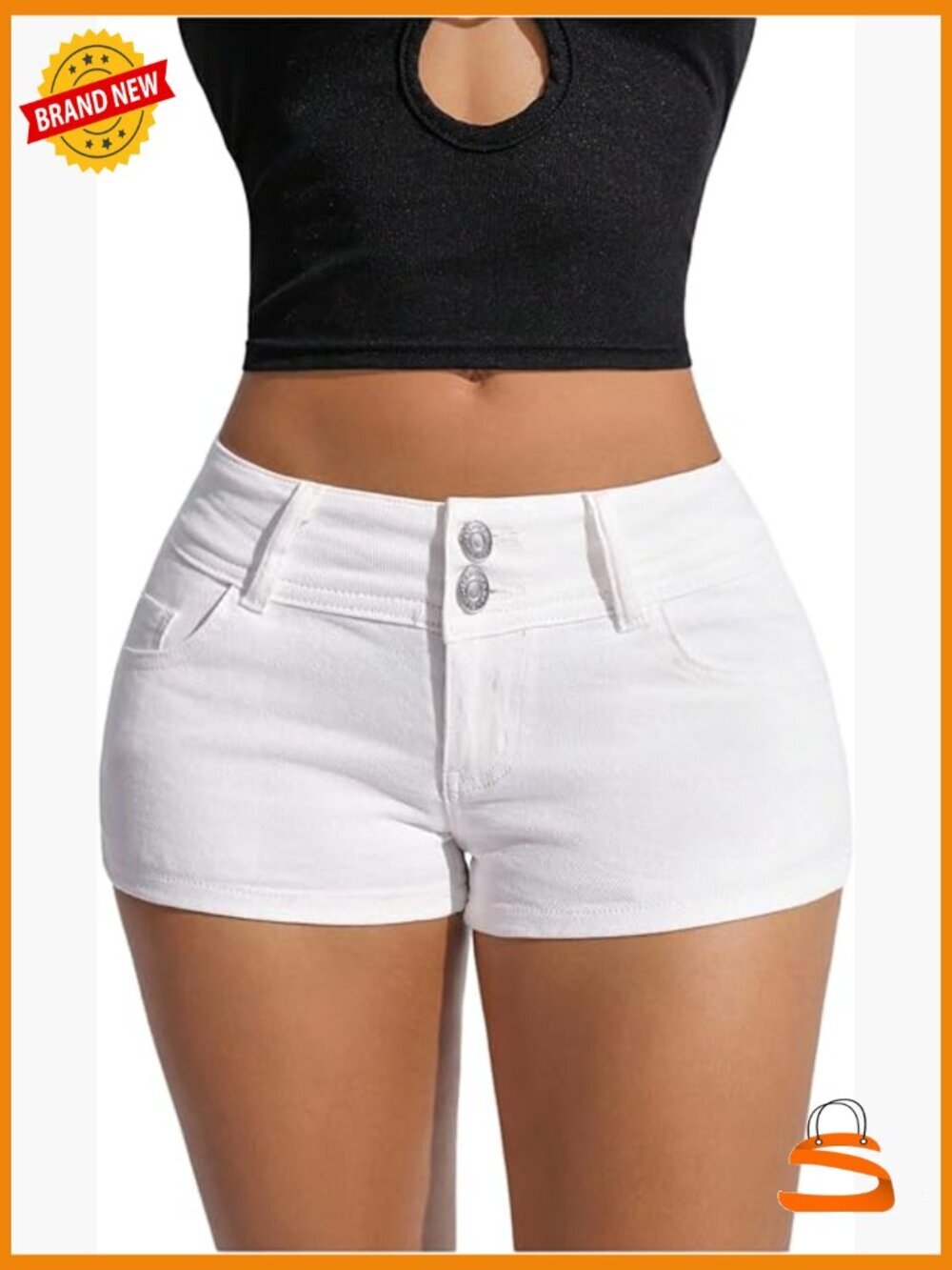 Low Rise Denim Shorts Y2K Stretch Mini Jean Shorts Streetwear
